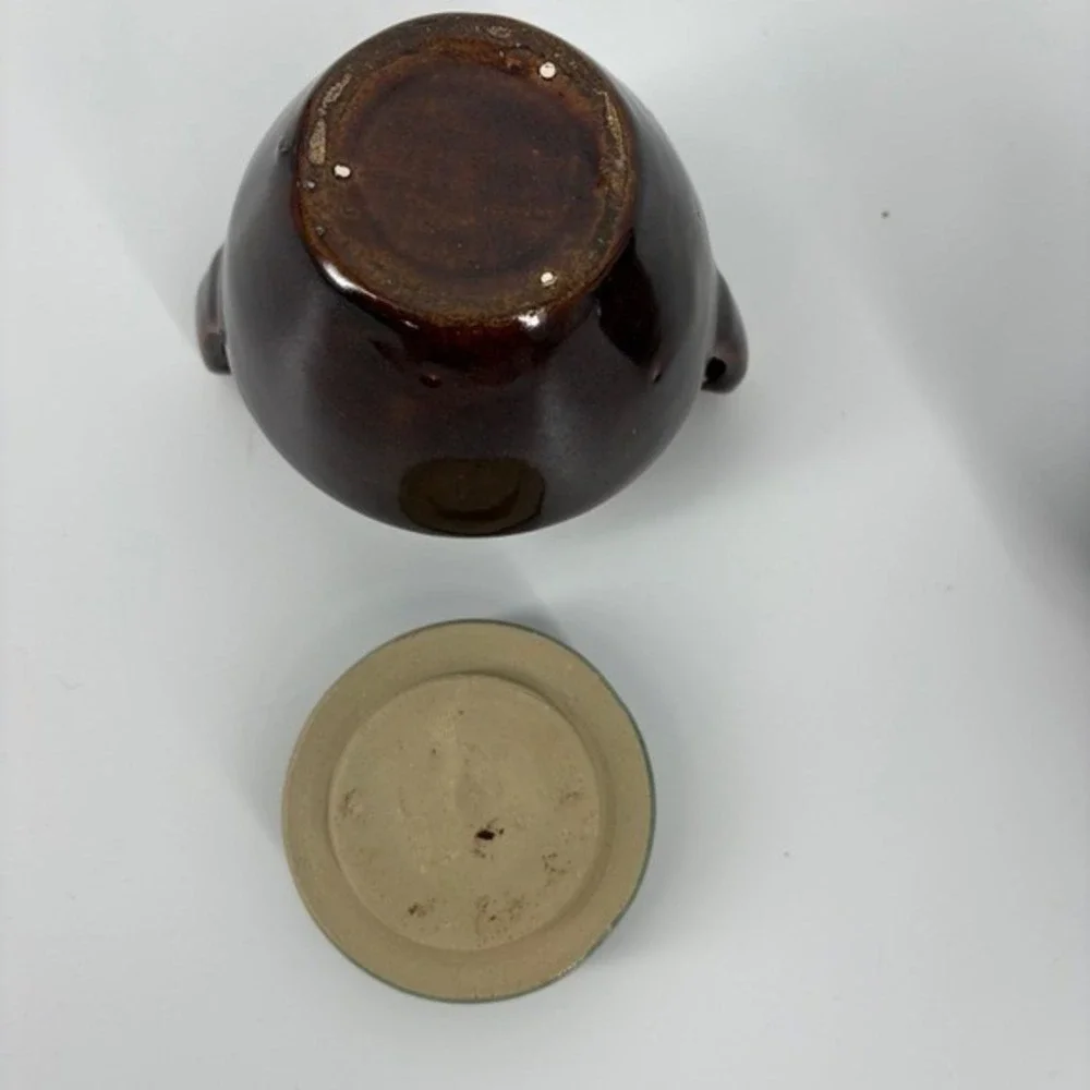 Vintage Red Wing‎ Pottery Sugar Bowl/Creamer Set Brown Teal Glaze Rustic